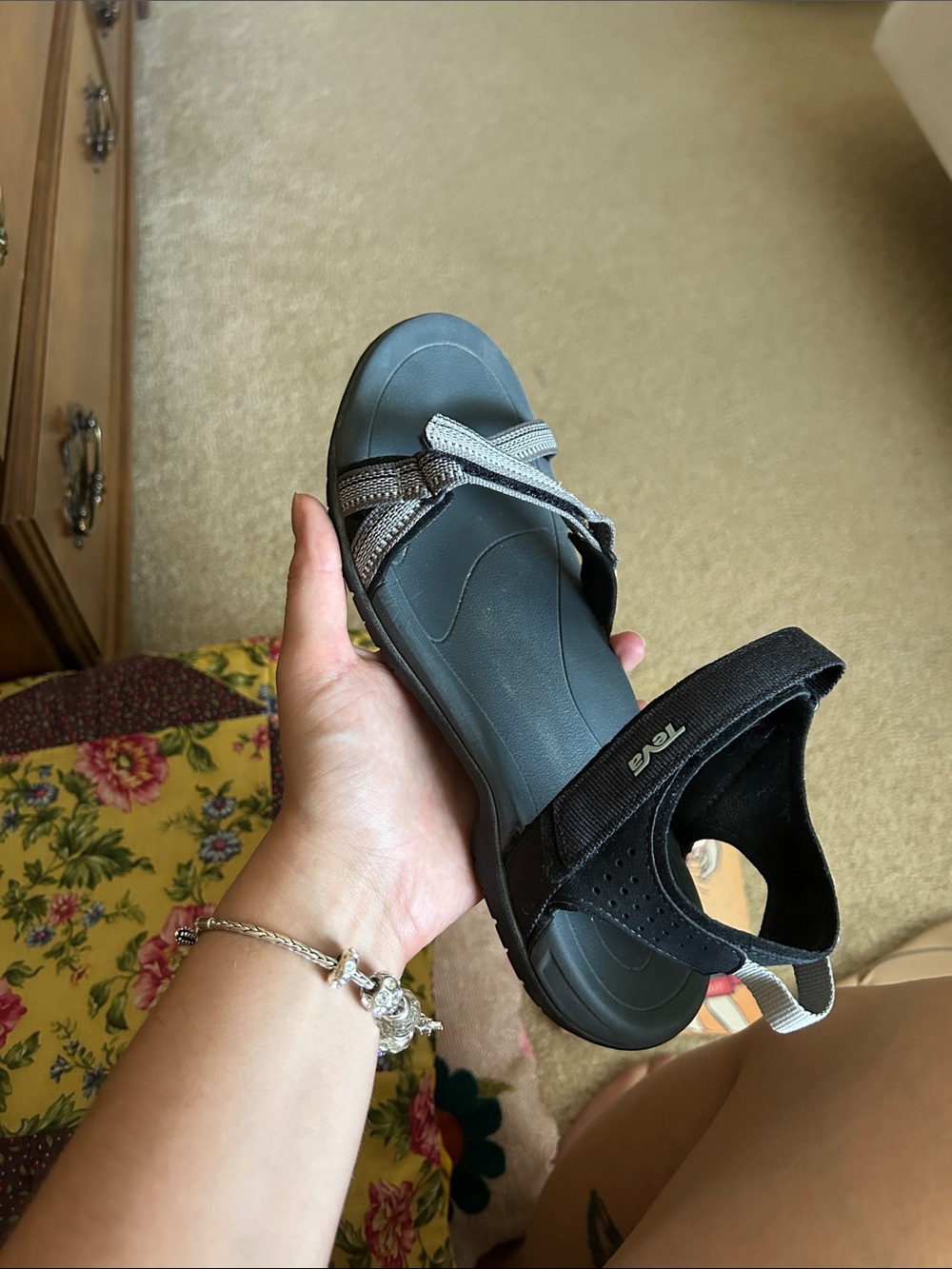 Teva Women’s Black and Gray Sport Sandal with Adjustable Straps